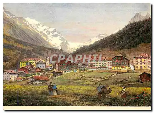 Cartes postales moderne Leukerbad mit Balmhorn Loeche les Bains et le Balmhorn nach Stahlstich von Rohbock