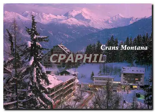 Moderne Karte Crans Montana avec le Weisshorn et le Rothorn de Zinal