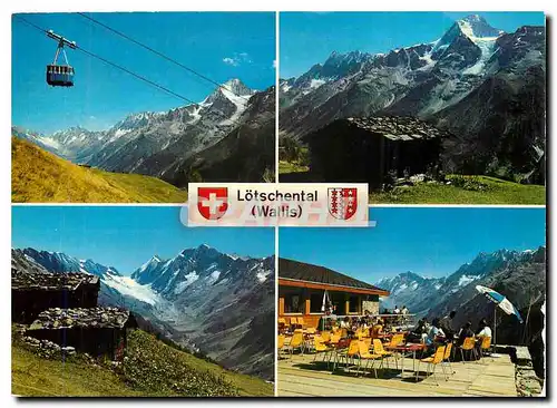 Moderne Karte Lotschental Wallis Luftseilbahn Wiler Holz und Bergrestaurant Zudili Holz