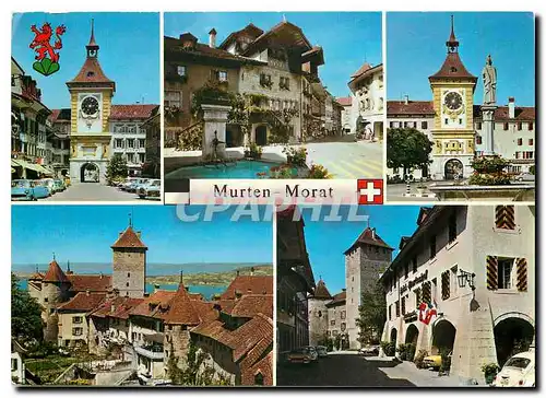 Moderne Karte Murten Morat Fribourg Malerische Altstadtpartien La vieille ville