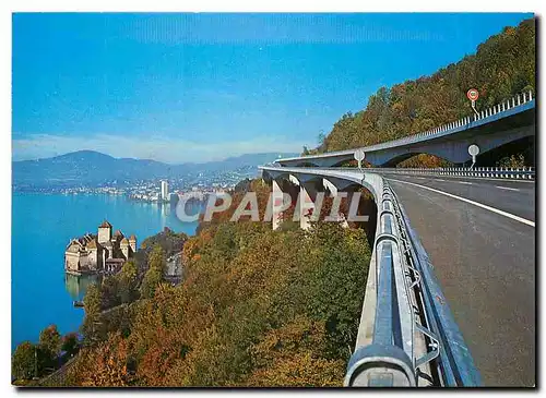 Cartes postales moderne Chillon Montreux l'autoroute