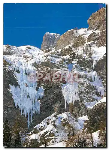 Cartes postales moderne Schnee und Eis in den Felswanden der Leeshorner bei Leukerbad