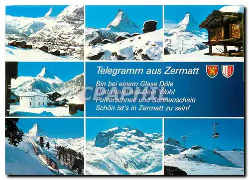Cartes postales moderne Telegramm aus Zermatt Wallis Schweiz