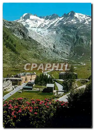 Moderne Karte Gletsch avec le glacier du Rhone et Galenstock