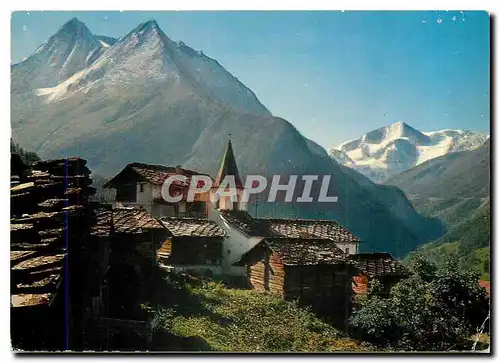 Moderne Karte La Sage sur Evolene Valais Au fond le Pigne d'Arolla