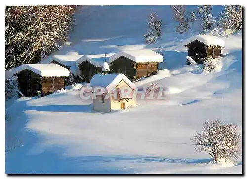 Moderne Karte Weiler Rottebrigge Winterlandschaft im Goms