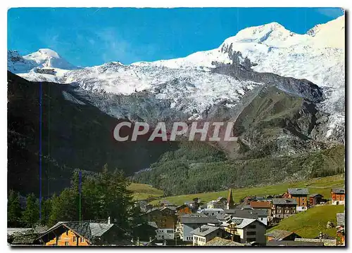 Moderne Karte Saas Fe mit Allalinhorn Feegletscher und Alphubel