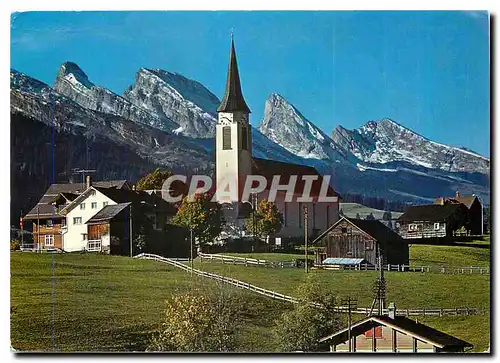 Moderne Karte Wildhaus Obertoggenburg kath Kirche mit Churfirsten