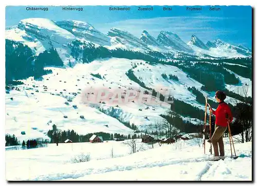 Cartes postales moderne Obertoggenburg Schweiz Blick von Wildhaus Die Churfirsten Iltios und Sellamatt