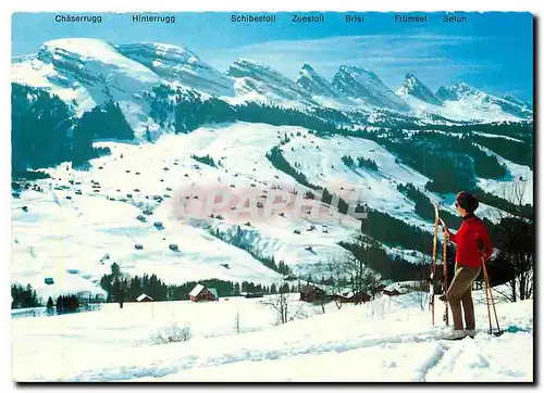 Moderne Karte Obertoggenburg Schweiz Blick von Wildhaus Die Churfirsten Iltios und Sellamatt