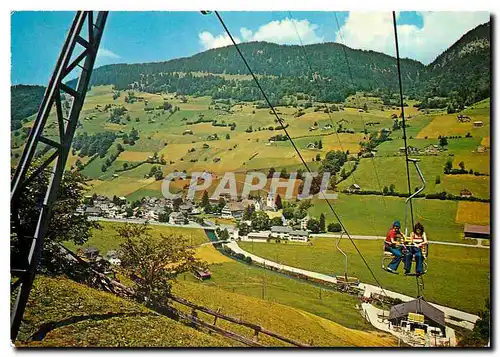 Moderne Karte Alt St Johann SG im Obertoggenburg mit Doppelsesselbahn auf die Alp Sellamatt