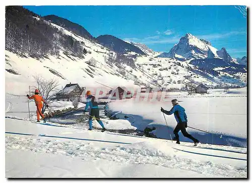 Cartes postales moderne Alt St Johann Obetoggenburg mit Schafberg Langlaufloipe