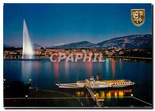 Cartes postales moderne Geneve La Rade de Nuit