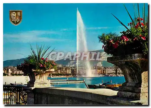 Moderne Karte Geneve Le Jet d'Eau depuis le Quai du Mont Blanc