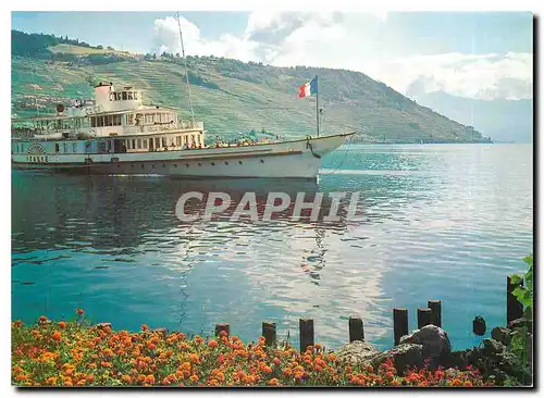 Moderne Karte Lac Leman Scnon ist's zum und auf dem Genfersee zu fahren