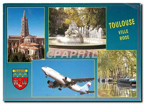 Moderne Karte Toulouse Ville Rose Avion Boeing