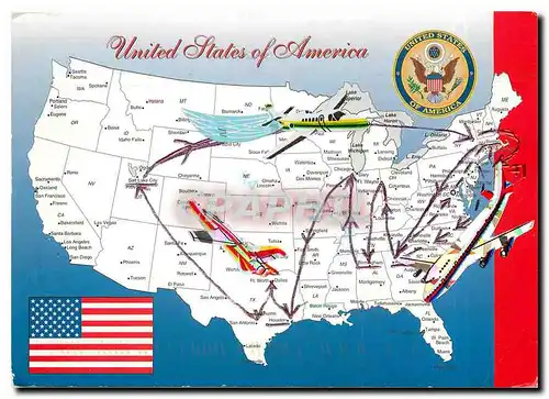 Cartes postales moderne United States of America The Continental United States of America with the major cities American