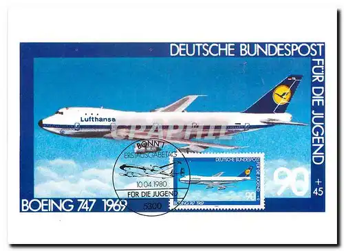 Moderne Karte Boenging 747 1969 Deutsche Bundespost fur die Jugend