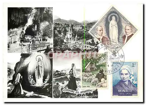 Cartes postales moderne Lourdes La Grotte La Basilique l'Apparition Enfance de Ste Bernadette