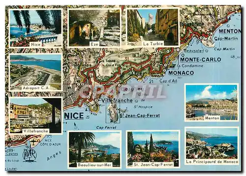 Cartes postales moderne La Cote d'Azur Menton Principaute de Monaco La Turbie Eze St Jean Cap Ferrat Beaulieu Villefranc