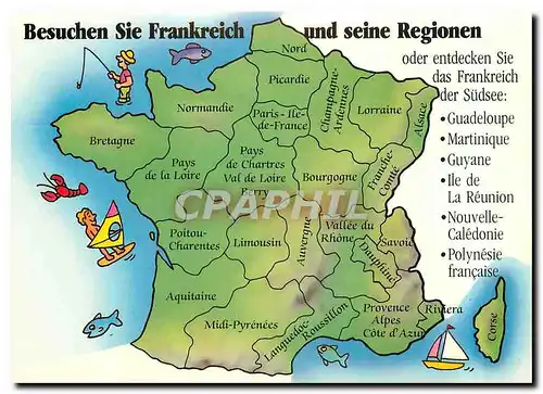 Moderne Karte Besuchen Sie Frankreich und seine Regionen