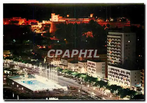 Cartes postales Principaute de Monaco La Piscine et le Palais Princier illumine