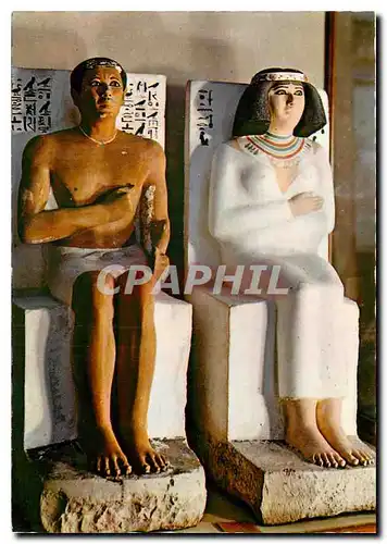 Moderne Karte Aegyptisches Museum Kairo Limestone statues of Prince Rahotep and Prinncess Nofert