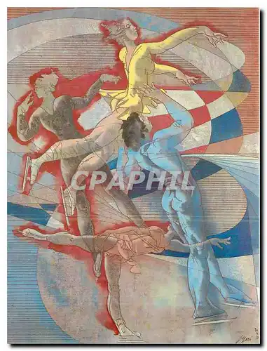 Moderne Karte Comite International Olympique Patinage par Hans Erni