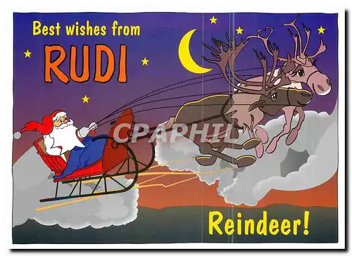 Moderne Karte Best wishes from Rudi Reindeer Pere Noel