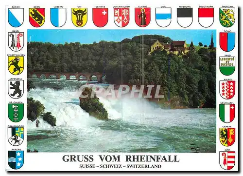 Moderne Karte Gruss vom Rheinfall Schweiz