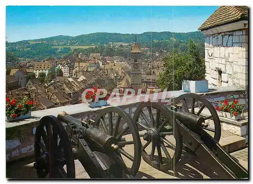 Moderne Karte Schaffhausen Blick von der Munotzinne auf Altstadt