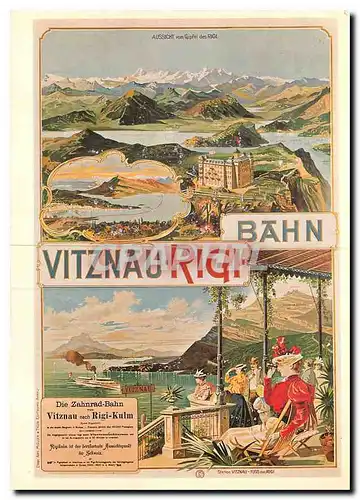 Ansichtskarte AK Kunstler unbekannt Plakat fur Vitznau Rigi Bahn 1899