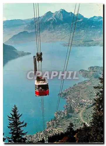 Ansichtskarte AK Luftseilbahn Weggis Rigi Kaltbad Blick auf Weggis Vierwaldstattersee und Pilatus