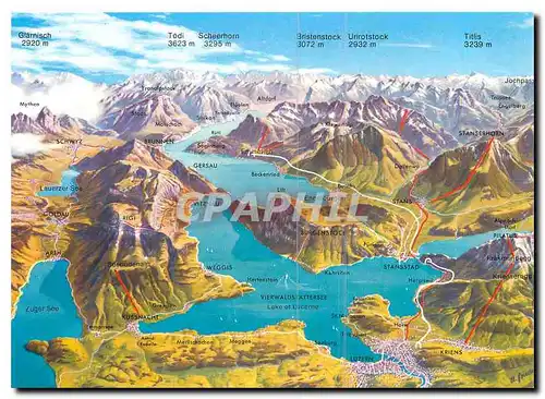 Moderne Karte Vierwaldstattersee Schweiz