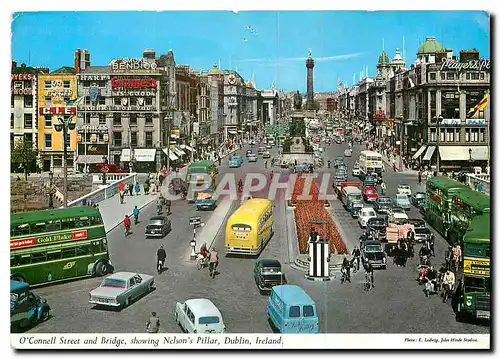 Cartes postales moderne O'Connell Street and Bridge showing Nelson's Pillar Dublin Ireland