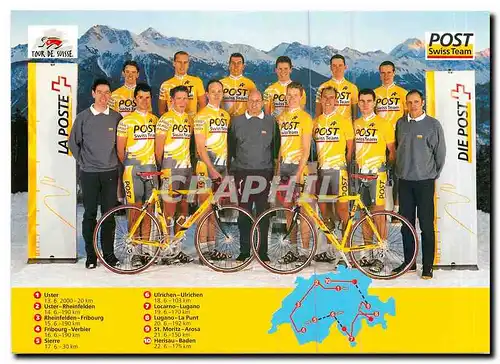 Moderne Karte Post Swiss Team 2000 Velo Cycle Cyclisme