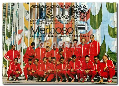 Moderne Karte Mexico Schweiz Olympianannschaft in Mexico Jeux Olympiques