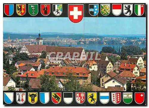 Cartes postales moderne Kreuzlingen TG Schweiz Klosterkirche St Ulrich und Seminar mit Konstanz und Bodensee