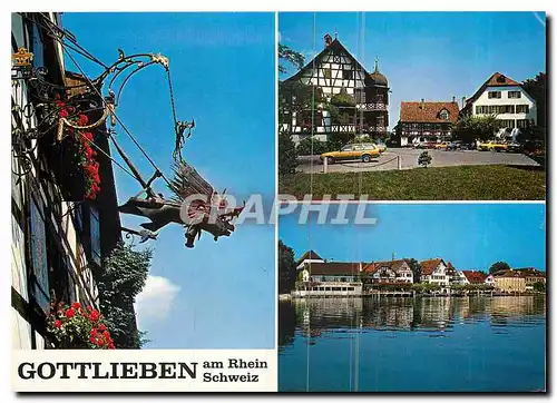 Moderne Karte Gottlieben am Rhein Schweiz TG Hotel Drachenburg Waaghaus