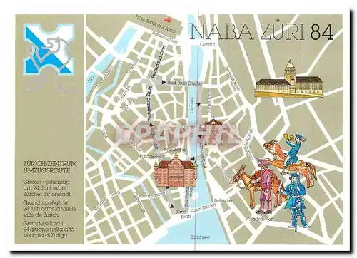 Cartes postales moderne Zurich Zentrum Umzugsroute Exposition Nationale de Philatelie