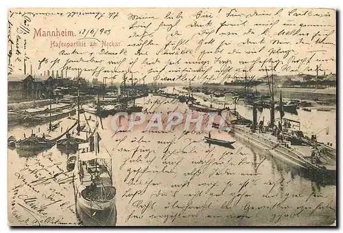 Cartes postales Mannheim Hafenparthie am Neckarbrucke Bateaux