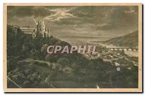 Cartes postales Heidelberg von der Terrasse bei Mondschein gesehen