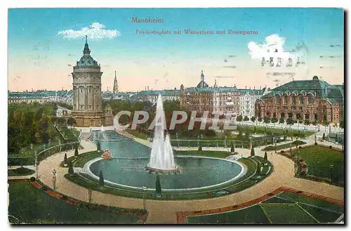 Cartes postales Mannheim Friedrichsplatz mit Wasserturm and Rosengarten