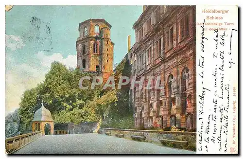 Cartes postales Heidelberg Schloss Der achteckige Turm mit dem Altan