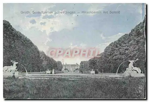 Cartes postales Grossh Schlossgarten Schwetzingen Hirschbassin mit Schloss