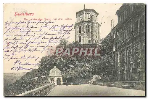 Cartes postales Heidelberg Der achteckige Turm mit dem Altan