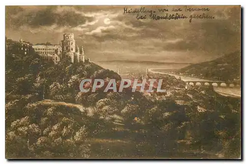 Cartes postales Heidelberg von der Terrasse bei Mondschein gesehen