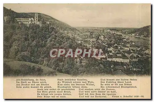 Cartes postales Alt Heidelberg du feine du Stadt an Ehren reich Am Neckar und am Rheine Kein andre kommt dir gle