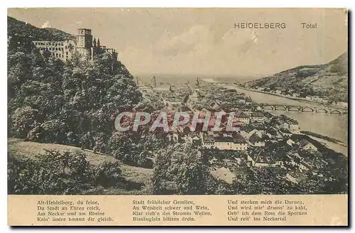 Cartes postales Alt Heidelberg du feine du Stadt an Ehren reich Am Neckar und am Rheine Kein andre kommt dir gle