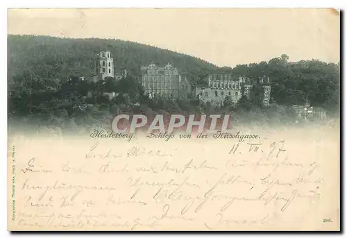 Cartes postales Heidelberg Schloss von der Hirschgasse (carte 1897)